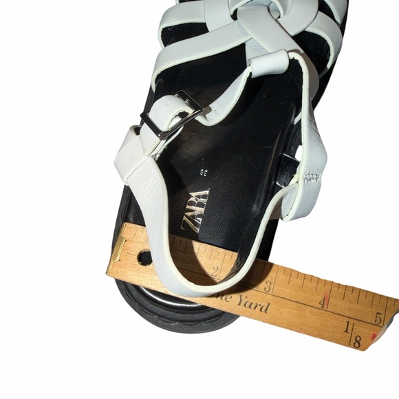 Zara Treaded Sole Low Heel White Leather Fisherman Sandal Size EU 38 US 7.5/8 - Picture 11 of 11